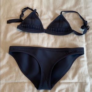 Triangl Navy embroidered triangle bikini